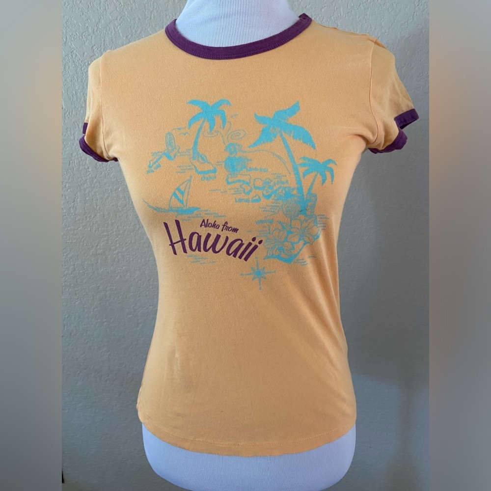 Gap Orange Aloha Hawaii Graphic T-Shirt Size Small